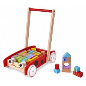 Antemergator din lemn + 40 de cuburi Ecotoys 2112 Buburuza