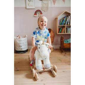 Balansoar de plus NEFERE Unicorn Alb cu roti
