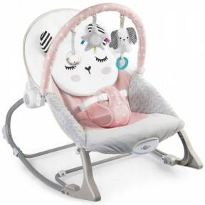 Balansoar multifunctional cu vibratii, panda, 3 jucarii, Ricokids 7325, Roz