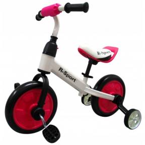 Bicicleta cu pedale si roti ajutatoare R-Sport P1- Roz - Resigilat