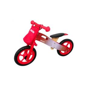 Bicicleta fara pedale din lemn cu roti din spuma EVA R10 R-Sport - Rosu
