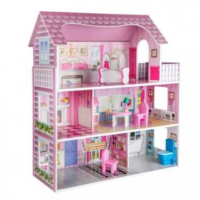 Casuta din lemn pentru papusi Ricokids 7801 - Roz