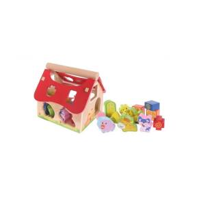 Casuta din lemn si cuburi 2044 Ecotoys