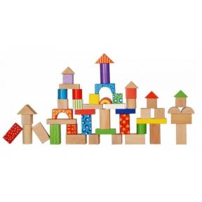 Cuburi din lemn Ecotoys (50 bucati)
