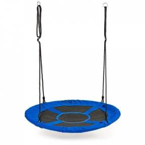 Leagan pentru copii rotund, tip cuib de barza, suspendat, 100 cm, Ecotoys MIR6001 - Albastru
