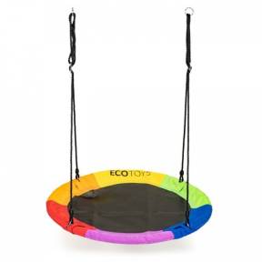 Leagan pentru copii rotund, tip cuib de barza, suspendat, 100 cm, Ecotoys MIR6001 - Multicolor