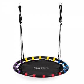 Leagan pentru copii rotund, tip cuib de barza, suspendat, 100 cm, Ecotoys MIR6300-1 - Negru