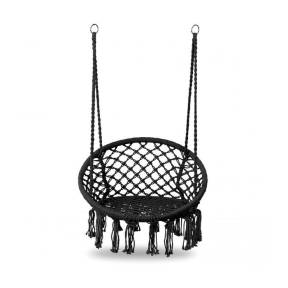 Leagan suspendat pentru interior/exterior, cu spatar, cuib de barza, negru, GW-076