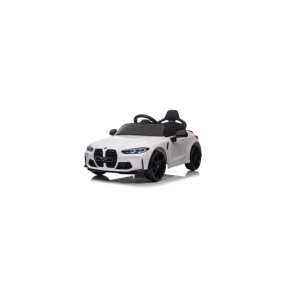Masinuta electrica cu telecomanda BMW M4, 110x70x50 cm, varsta 1-5 ani, roti EVA, scaun din piele ECO, putere 90W - Alb