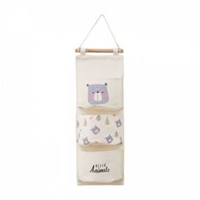 Organizator textil de perete cu 3 compartimente Ecotoys OR90WZ2 - Bej