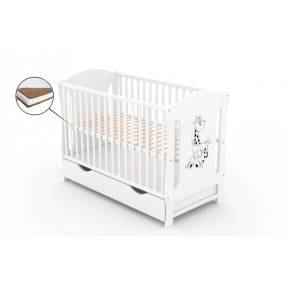 Patut cu sertar VESSANTI ZUZA - Alb + Saltea Cocos 12 cm 