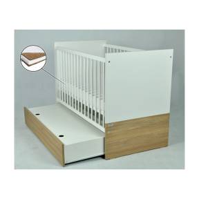 Patut Drewex New York cu sertar - Alb + Saltea Cocos 10 Cm