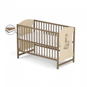 Patut fara sertar VESSANTI MILO GIRAFA - Crem cu maro + Saltea cocos 12 cm