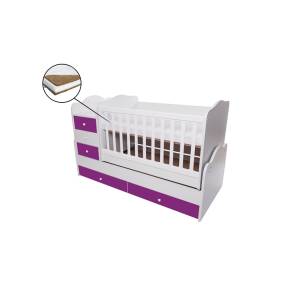 Patut transformabil VESSANTI Touring - Alb cu Violet