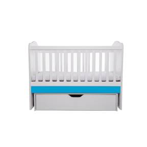Patut VESSANTI Como Balansoar - Alb cu Albastru + Saltea cocos confort 120 x 60 x 12 cm