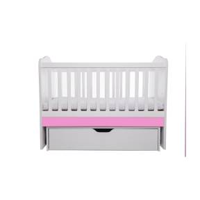 Patut VESSANTI Como Balansoar - Alb cu Roz + Saltea cocos confort 120 x 60 x 12 cm