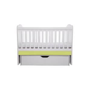 Patut VESSANTI Como Balansoar - Alb cu Verde + Saltea cocos confort 120 x 60 x 12 cm