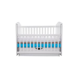 Patut VESSANTI Como Balansoar culisant - Alb cu Albastru + Saltea cocos confort 120 x 60 x 12 cm