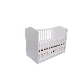 Patut VESSANTI Como Balansoar culisant - Alb cu Bej + Saltea cocos confort 120 x 60 x 12 cm