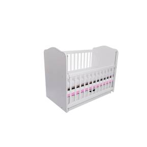Patut VESSANTI Como Balansoar culisant - Alb cu Roz + Saltea cocos confort 120 x 60 x 12 cm
