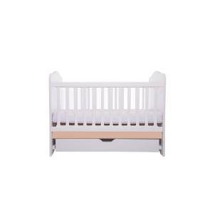 Patut VESSANTI Como cu sertar - Alb cu Cappucino + Saltea cocos confort 120 x 60 x 12 cm