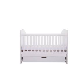 Patut VESSANTI Como cu sertar - Alb + Saltea cocos confort 120 x 60 x 12 cm