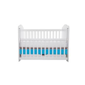 Patut VESSANTI Como culisant cu sertar - Alb cu Albastru + Saltea cocos confort 120 x 60 x 12 cm