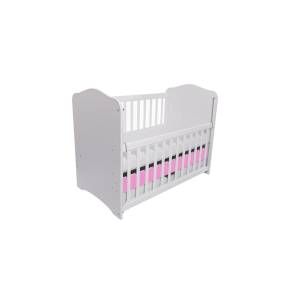 Patut VESSANTI Como culisant cu sertar - Alb cu Roz + Saltea cocos confort 120 x 60 x 12 cm