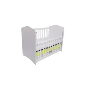 Patut VESSANTI Como culisant cu sertar - Alb cu Verde + Saltea cocos confort 120 x 60 x 12 cm