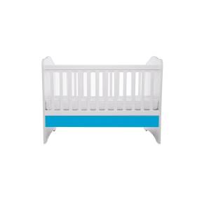 Patut VESSANTI Como fara sertar - Alb cu Albastru + Saltea cocos confort 120 x 60 x 12 cm