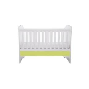 Patut VESSANTI Como fara sertar - Alb cu Verde + Saltea cocos confort 120 x 60 x 12 cm