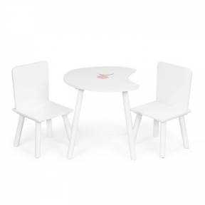 Set de masa in forma de luna si doua scaune pentru copii Ecotoys WH140 - Alb