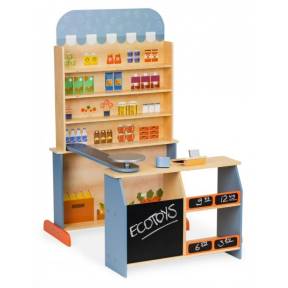 Stand magazin din lemn cu accesorii Ecotoys 4426