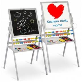 Tabla educationala cu doua fete si accesorii Ricokids RK-800, 101 x 54 x 55 cm, Gri