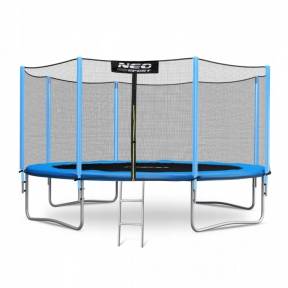 Trambulina de gradina cu plasa exterioara, stalpi si scara 404 cm (13FT) Neo-Sport NS-13Z181 - Albastru