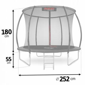 Trambulina de gradina cu plasa interioara, stalpi si scara 252 cm (8FT) Neo-Sport NS-08C231 - Negru