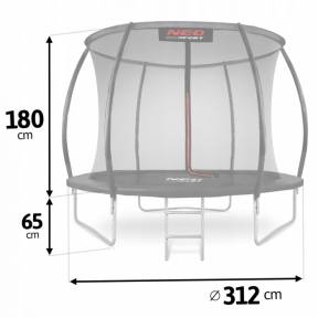 Trambulina de gradina cu plasa interioara, stalpi si scara 312 cm (10FT) Neo-Sport NS-10C231 - Negru