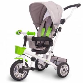 Tricicleta 2 in 1 Ricokids, sezut rotativ, roti gonflabile RC-601 - Gri - Verde