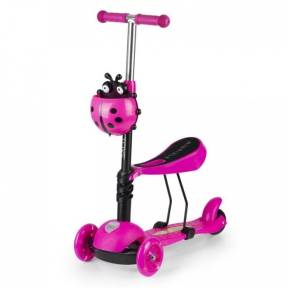 Trotineta cu sezut si 3 roti cu LED Ecotoys BW-203 - Rosu