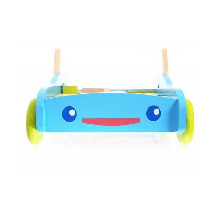 Antemergator din lemn + 40 de cuburi 2114 Ecotoys - Albastru