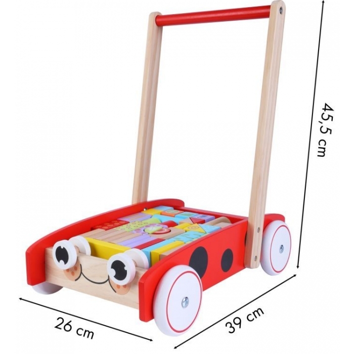 Antemergator din lemn + 40 de cuburi Ecotoys 2112 Buburuza