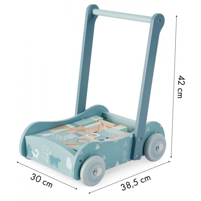Antemergator din lemn + 46 de cuburi Ecotoys 2128