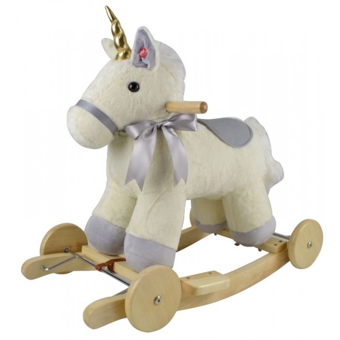 Balansoar de plus NEFERE Unicorn Alb cu roti