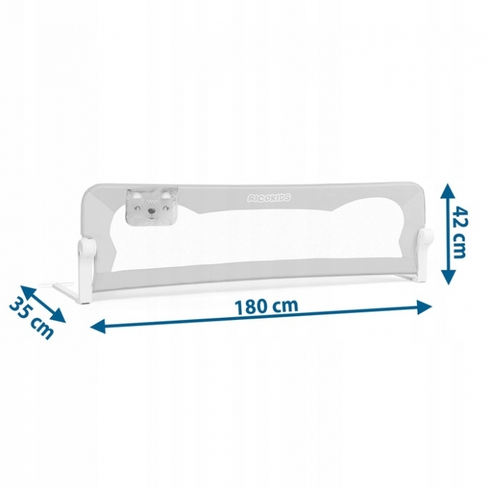 Bariera de pat Ricokids 180 x 42 x 35 cm - Gri