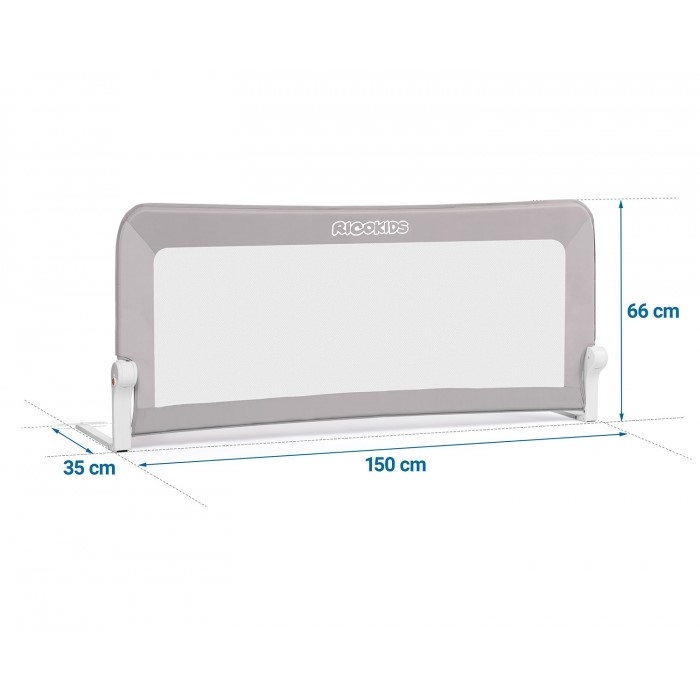 Bariera de protectie pentru pat 150 x 35 x 66 cm Ricokids - Gri
