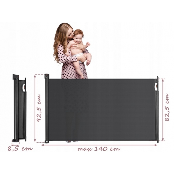 Bariera de protectie pentru scari, usi, 50-140 cm,  Ricokids 7450 - Negru
