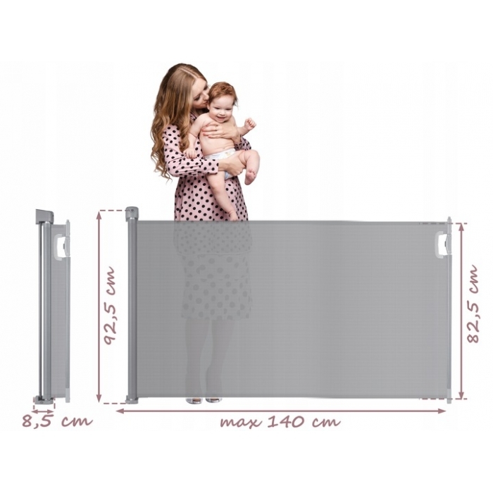 Bariera de protectie pentru scari, usi, 50-140 cm,  Ricokids 7451 - Gri