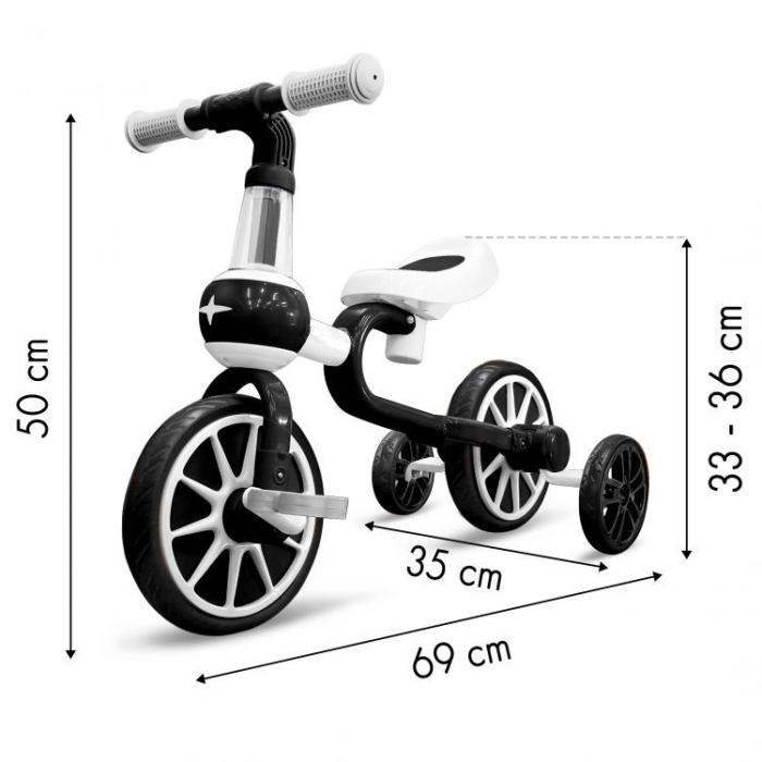 Bicicleta cu roti ajutatoare Ecotoys LC-V1311 - Alb cu Negru