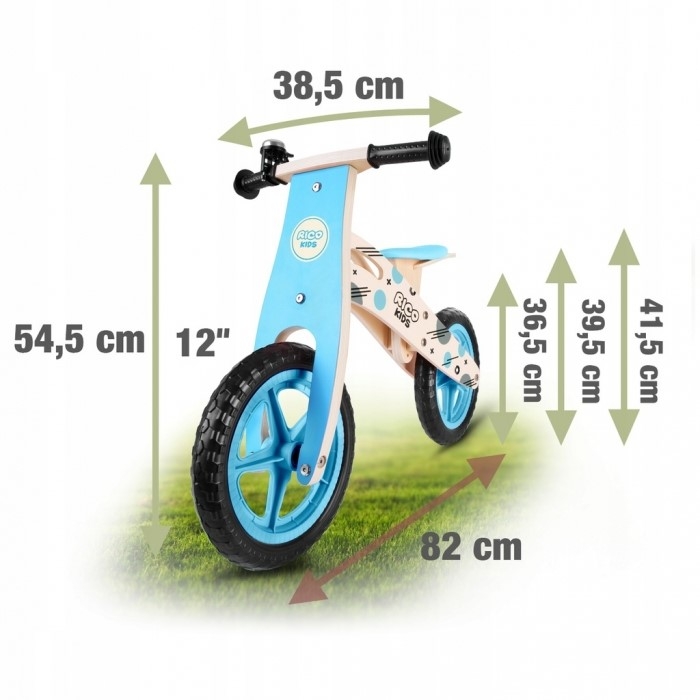 Bicicleta de lemn fara pedale Ricokids RC-612 - Albastru