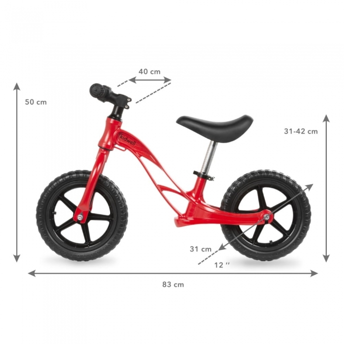 Bicicleta fara pedale cu cadru din magneziu Kidwell Rocky Red - Resigilat (probleme la vopsea) 